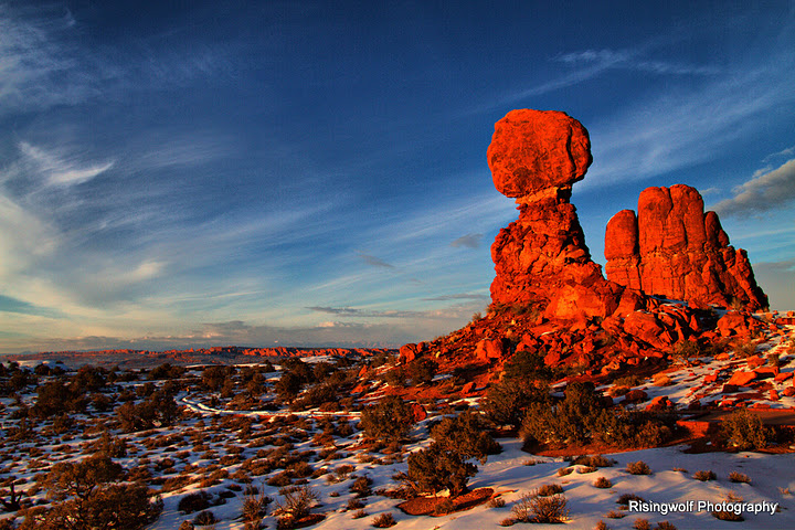 HDR photo by Dave Fitzpatrick Sunset over Balanced Rock from Arches National Park, Utah by Dave Fitzpatrick